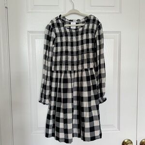 Hanna Andersson black and white checkered plaid dress for girls size 8 (130cm)